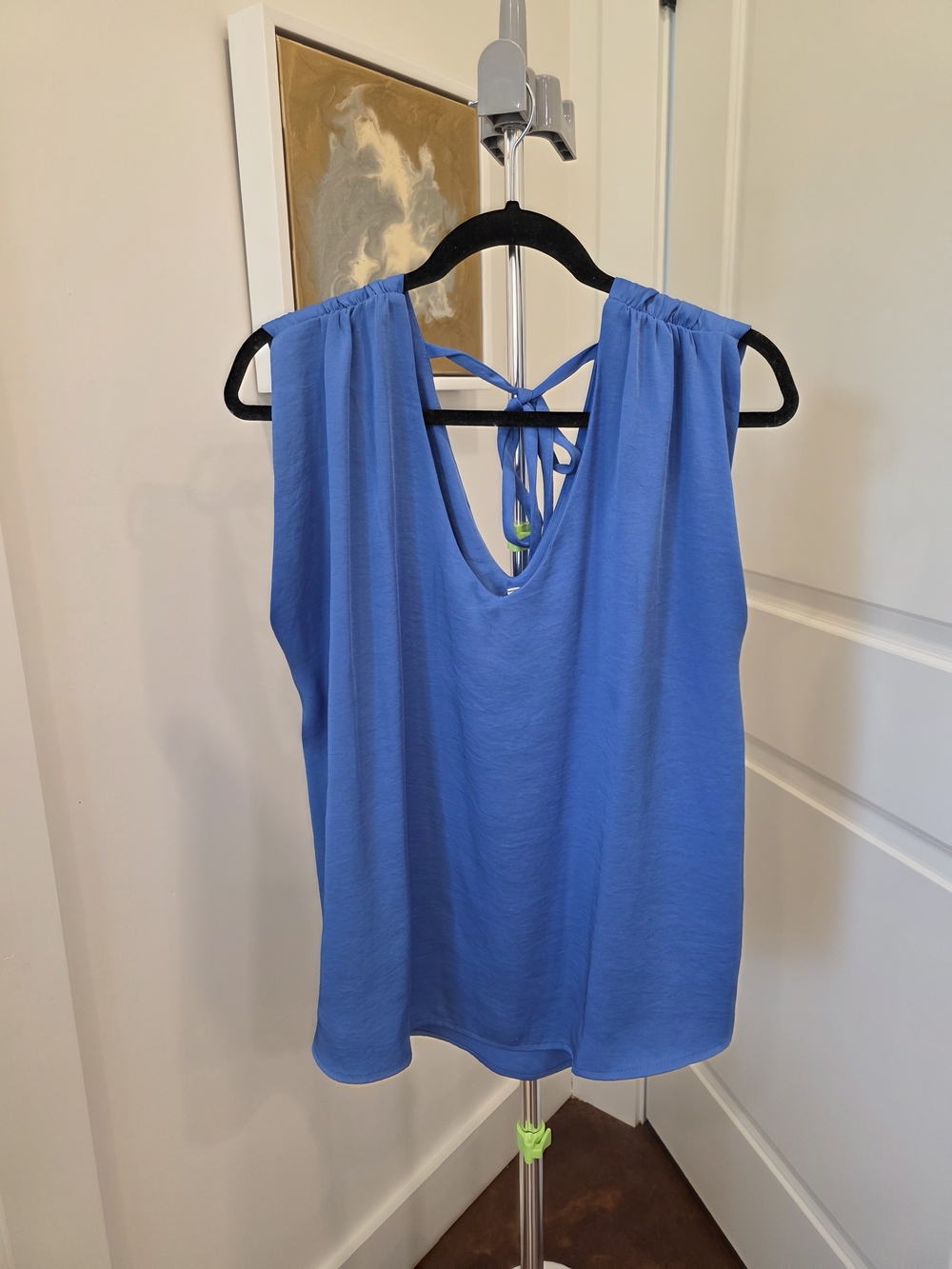 Tyche Blue V-Neck Tie-Back Top Medium